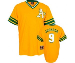 Oakland Athletics #9 Reggie Jackson Replica Gold Throwback Baseball Jersey