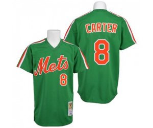 New York Mets #8 Gary Carter Authentic Green 1985 Throwback Baseball Jersey