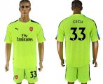2017-18 Arsenal 33 CECH Fluorescent Green Goalkeeper Soccer Jersey