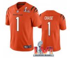 Cincinnati Bengals #1 Ja'Marr Chase Orange 2022 Super Bowl LVI Vapor Limited Stitched Jersey