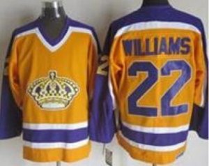 Los Angeles Kings #22 Tiger Williams Yellow Purple CCM Throwback Stitched Hockey Jersey