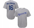 Kansas City Royals #16 Martin Maldonado Replica Grey Road Cool Base Baseball Jersey