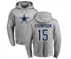 Dallas Cowboys #15 Deonte Thompson Ash Name & Number Logo Pullover Hoodie