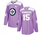 Winnipeg Jets #15 Matt Hendricks Authentic Purple Fights Cancer Practice NHL Jersey