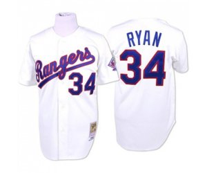 Texas Rangers #34 Nolan Ryan Authentic White Throwback MLB Jersey