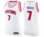 Women's Detroit Pistons #7 Thon Maker Swingman White Pink Fashion Basketball Jersey