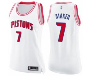 Women\'s Detroit Pistons #7 Thon Maker Swingman White Pink Fashion Basketball Jersey