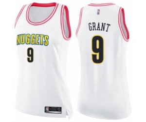 Women\'s Denver Nuggets #9 Jerami Grant Swingman White Pink Fashion Basketball Jersey