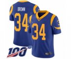 Los Angeles Rams #34 Malcolm Brown Royal Blue Alternate Vapor Untouchable Limited Player 100th Season Football Jersey