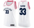 Women's Memphis Grizzlies #33 Marc Gasol Swingman White Pink Fashion Basketball Jersey