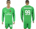 2017-18 AC Milan 99 DONNARUMMA Green Goalkeeper Long Sleeve Soccer Jersey
