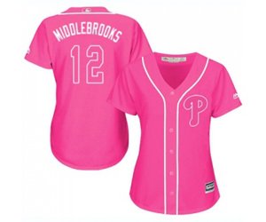 Women\'s Philadelphia Phillies #12 Will Middlebrooks Authentic Pink Fashion Cool Base Baseball Jersey