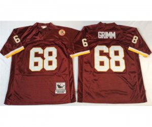 Washington Redskins #68 Russ Grimm Red With 50TH Patch Authentic Throwback Football Jersey