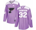 Adidas St. Louis Blues #32 Tage Thompson Authentic Purple Fights Cancer Practice NHL Jersey