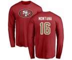 San Francisco 49ers #16 Joe Montana Red Name & Number Logo Long Sleeve T-Shirt