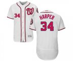 Washington Nationals #34 Bryce Harper White Home Flex Base Authentic Collection Baseball Jersey