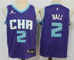 Charlotte Hornets #2 Lamelo Ball Purple Jordan 75th Anniversary Diamond 2021 Stitched Jersey