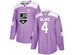 Los Angeles Kings #4 Rob Blake Purple Authentic Fights Cancer Stitched NHL Jersey