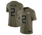 New York Jets #2 Zach Wilson 2022 Olive Salute To Service Limited Stitched Jersey