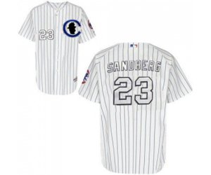 Chicago Cubs #23 Ryne Sandberg Replica White Sliver NO.-3 Patch Baseball Jersey