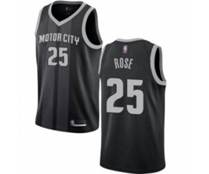 Detroit Pistons #25 Derrick Rose Swingman Black Basketball Jersey - City Edition