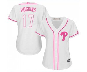 Women\'s Philadelphia Phillies #17 Rhys Hoskins Authentic White Fashion Cool Base Baseball Jersey