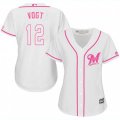 Women's Milwaukee Brewers #12 Stephen Vogt Replica White Fashion Cool Base MLB Jersey