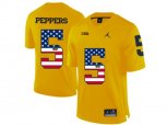 2016 US Flag Fashion-2016 Men's Jordan Brand Michigan Wolverines Jabrill Peppers #5 College Football Limited Jersey - Yellow