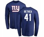New York Giants #41 Antoine Bethea Royal Blue Name & Number Logo Long Sleeve T-Shirt