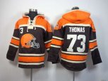 Cleveland Browns #73 joe thomas orange-brown[pullover hooded sweatshirt]