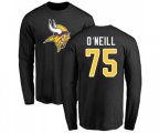 Minnesota Vikings #75 Brian O'Neill Black Name & Number Logo Long Sleeve T-Shirt