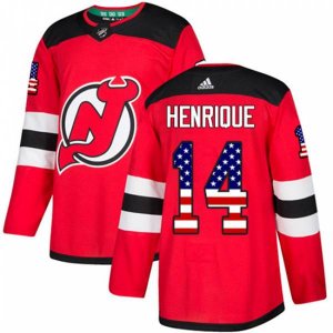 New Jersey Devils #14 Adam Henrique Authentic Red USA Flag Fashion NHL Jersey