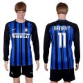 2017-18 Inter Milan 11 BIABIANY Home Long Sleeve Soccer Jersey