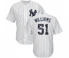 New York Yankees #51 Bernie Williams Authentic White Team Logo Fashion MLB Jersey