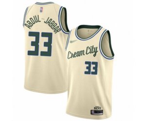 Milwaukee Bucks #33 Kareem Abdul-Jabbar Authentic Cream Basketball Jersey - 2019-20 City Edition