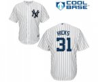 New York Yankees #31 Aaron Hicks Replica White Home MLB Jersey