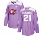 Montreal Canadiens #21 David Schlemko Authentic Purple Fights Cancer Practice NHL Jersey