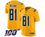 Los Angeles Chargers #81 Mike Williams Limited Gold Inverted Legend 100th Season Football Jersey