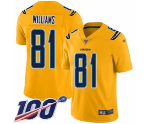 Los Angeles Chargers #81 Mike Williams Limited Gold Inverted Legend 100th Season Football Jersey