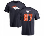 Denver Broncos #87 Noah Fant Navy Blue Name & Number Logo T-Shirt