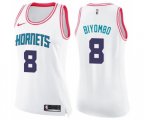 Women's Charlotte Hornets #8 Bismack Biyombo Swingman White Pink Fashion Basketball Jersey