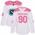 Women Vancouver Canucks #90 Patrick Wiercioch Authentic White Pink Fashion NHL Jersey