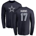 Dallas Cowboys #17 Allen Hurns Navy Blue Name & Number Logo Long Sleeve T-Shirt