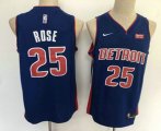 Detroit Pistons #25 Derrick Rose New Blue 2019 Nike Swingman Stitched NBA Jersey With The Sponsor Logo