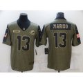 Miami Dolphins #13 Dan Marino Nike Olive 2021 Salute To Service Limited Player Jersey