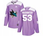 Adidas San Jose Sharks #53 Brandon Mashinter Authentic Purple Fights Cancer Practice NHL Jersey