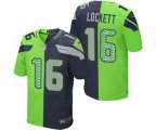 Seattle Seahawks #16 Tyler Lockett Elite Navy Green Split Fashion Football Jersey