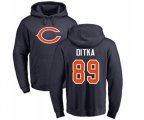 Chicago Bears #89 Mike Ditka Navy Blue Name & Number Logo Pullover Hoodie