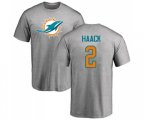 Miami Dolphins #2 Matt Haack Ash Name & Number Logo T-Shirt