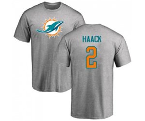 Miami Dolphins #2 Matt Haack Ash Name & Number Logo T-Shirt